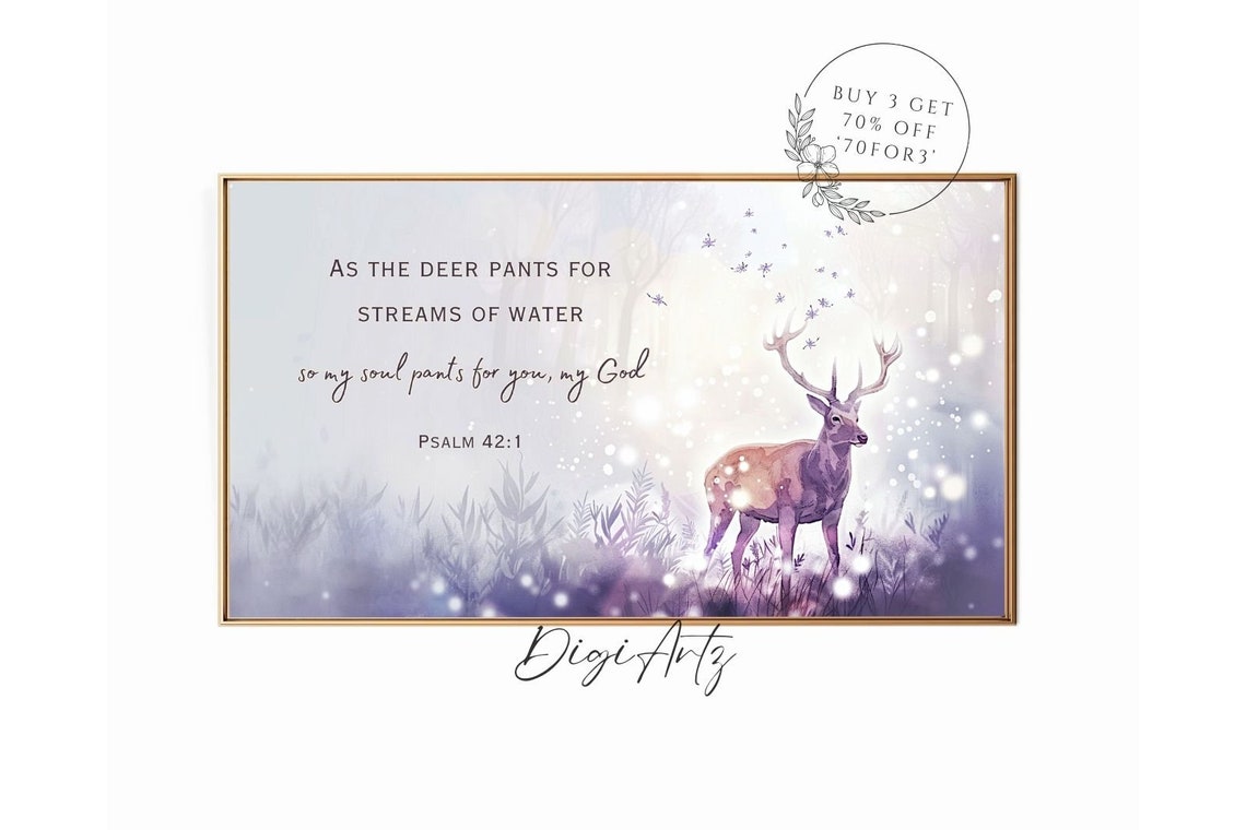 As The Deer Pants For Water Psalm 42 1 Stag Scripture Poster - Image 6