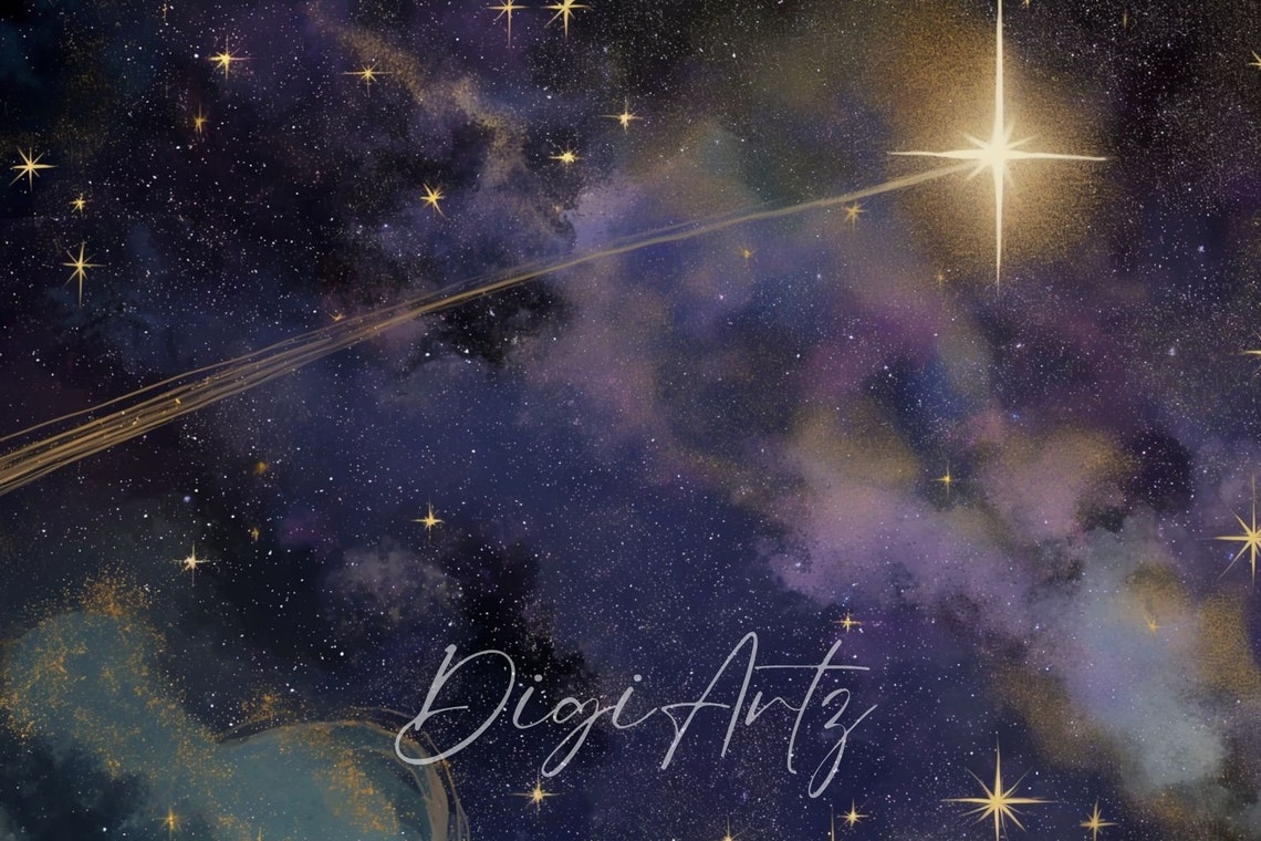 Shooting Star Over Earth Purple Cosmic Nebula Space Painting Poster - Image 6