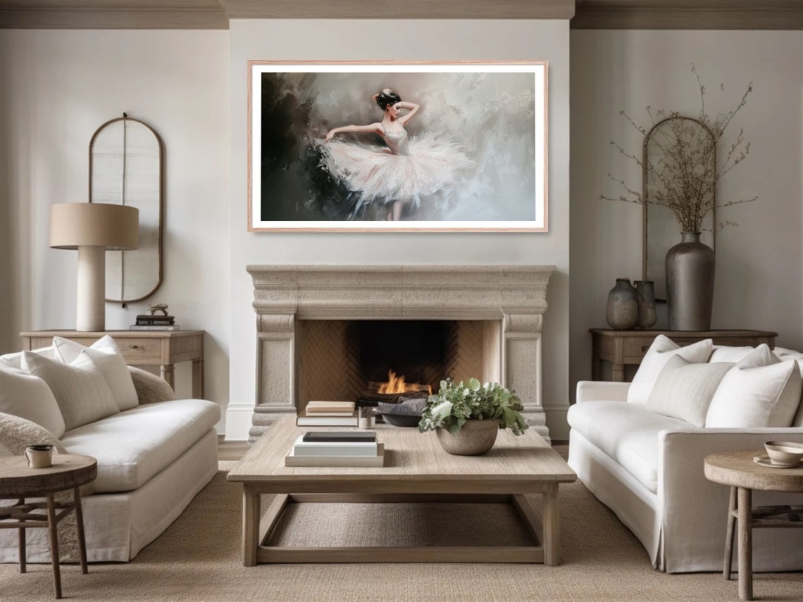 Pink Tutu Ballerina Dancing Dramatic Dark Oil Painting Poster - Image 4