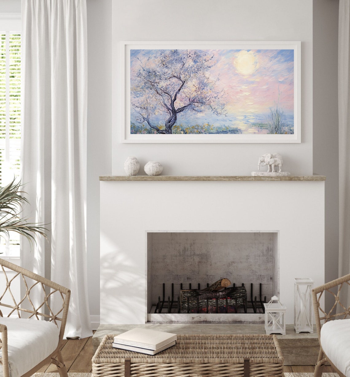 Blossoming Tree Sunrise Impressionist Landscape Oil Painting Poster - Image 3