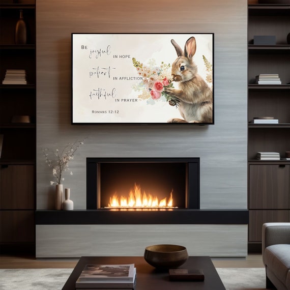 Frame Tv Christian Bible Verse Romans 12 Scripture Be Joyful In Hope Patient In Affliction Faithful In Prayer Bible Quote Frame Tv