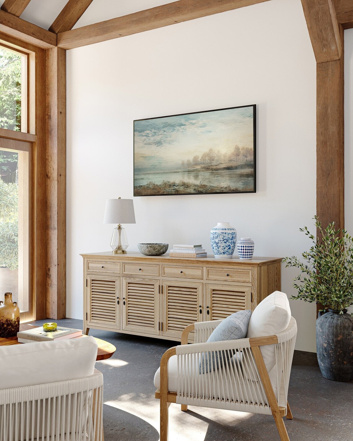 Misty Coastal Seascape Morning Fog Landscape Oil Painting Poster - Image 3