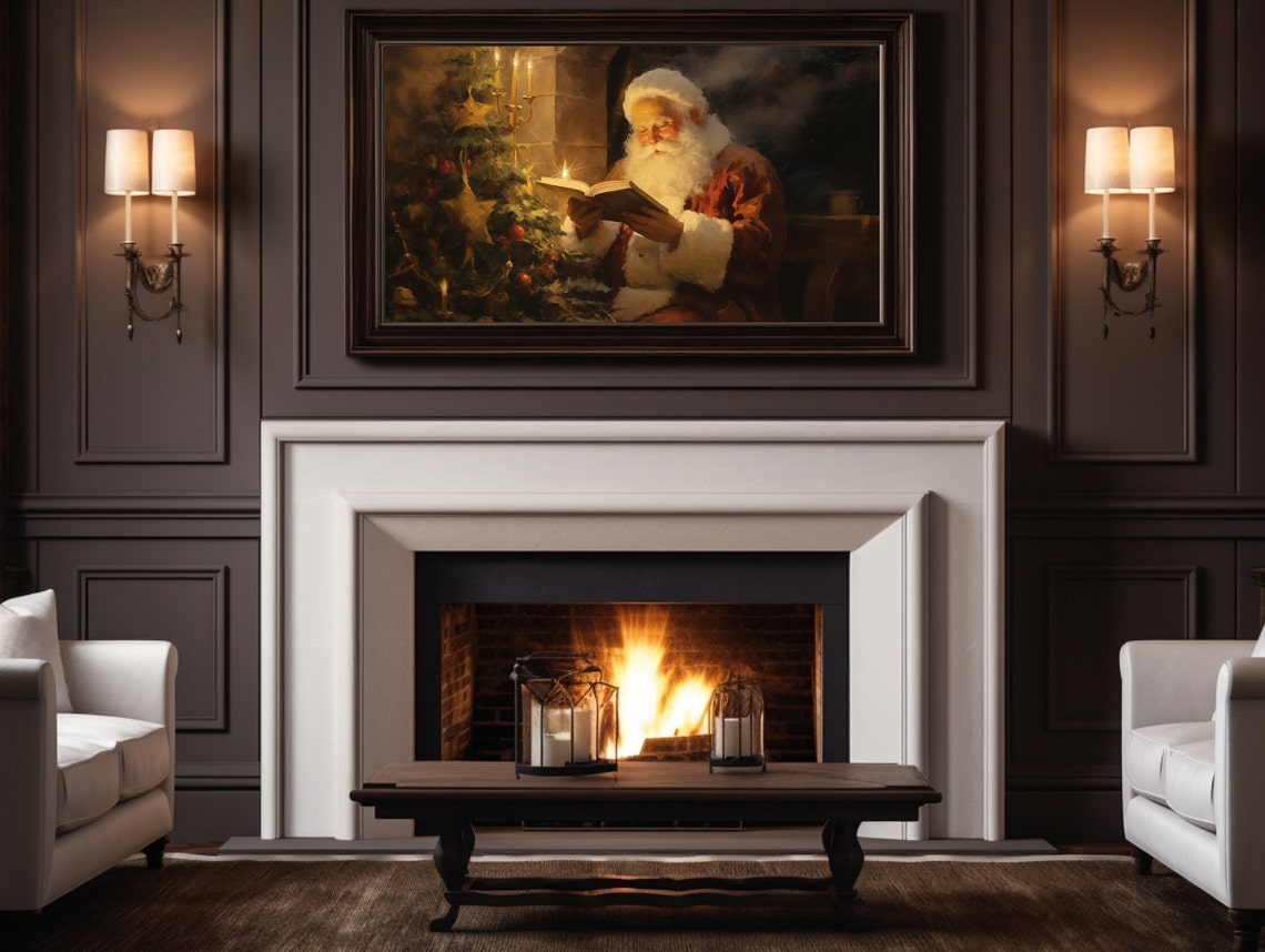 Santa Claus Reading By Candlelight Near A Christmas Tree Poster - Image 5