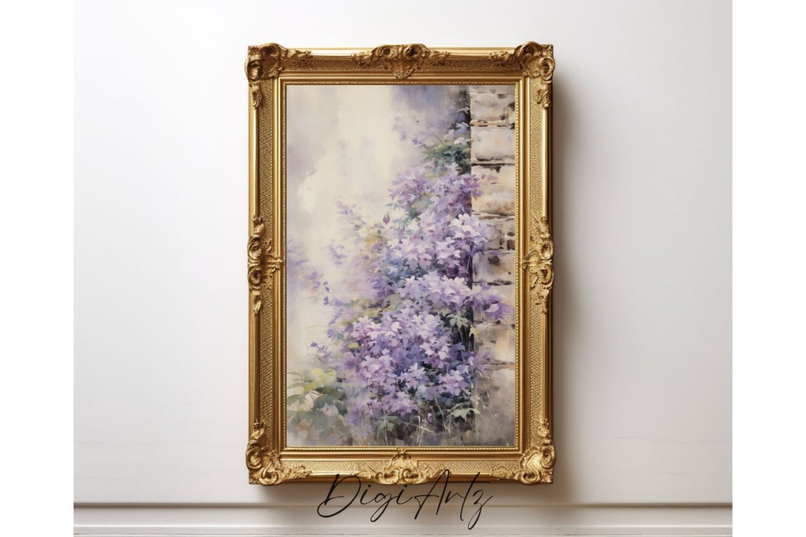 Lilac Blossoms Stone Wall Impressionist Floral Garden Bloom Poster