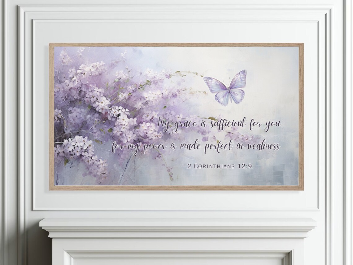 My Grace Is Sufficient 2 Corinthians Butterfly Lilac Flower Poster - Image 4
