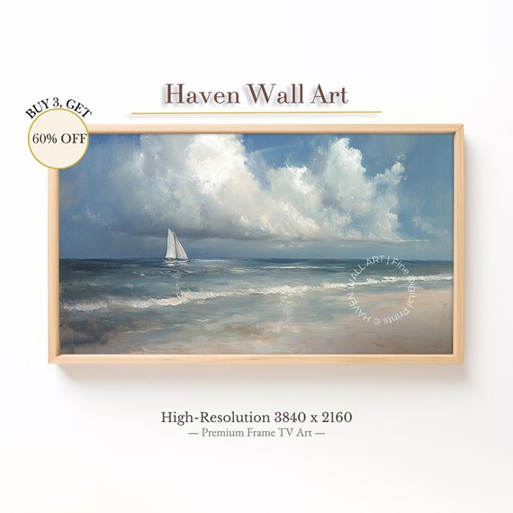 Sailboat Summer Seascape Dramatic Clouds Ocean Sailing Art Poster