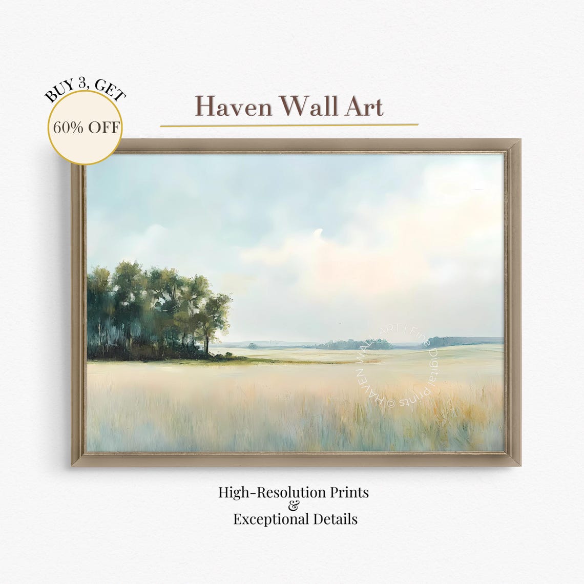Soft Pastel Spring Landscape Meadow Field Countryside Scene Poster