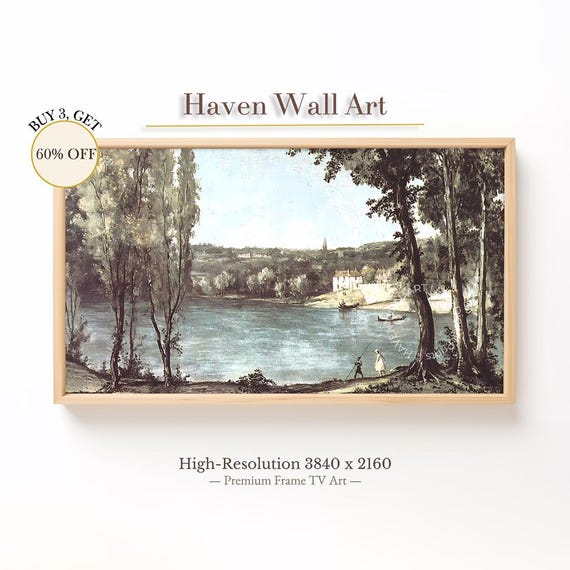 Vintage Lake Landscape Spring Frame Tv Art Samsung Countryside River Scene Tsl101