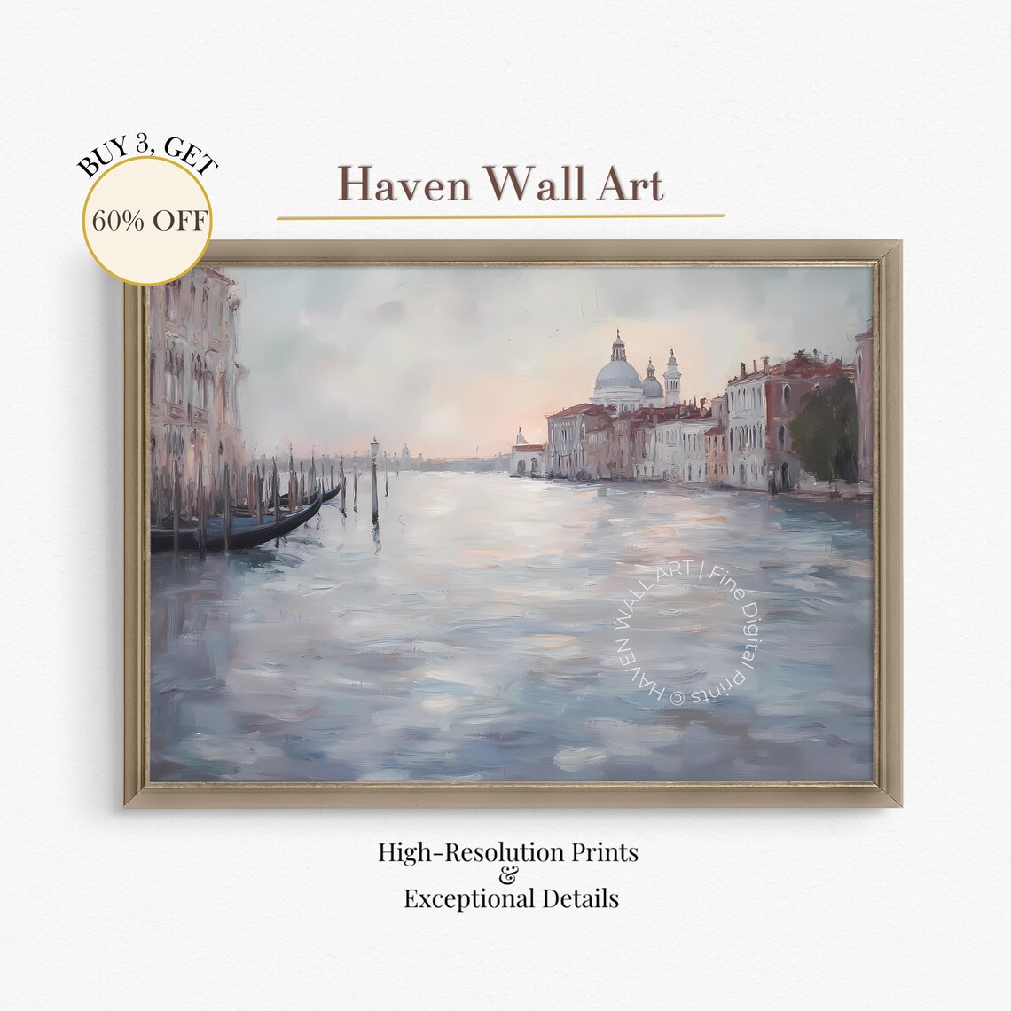 Venice Grand Canal Sunset Impressionist Italy Travel Art Poster