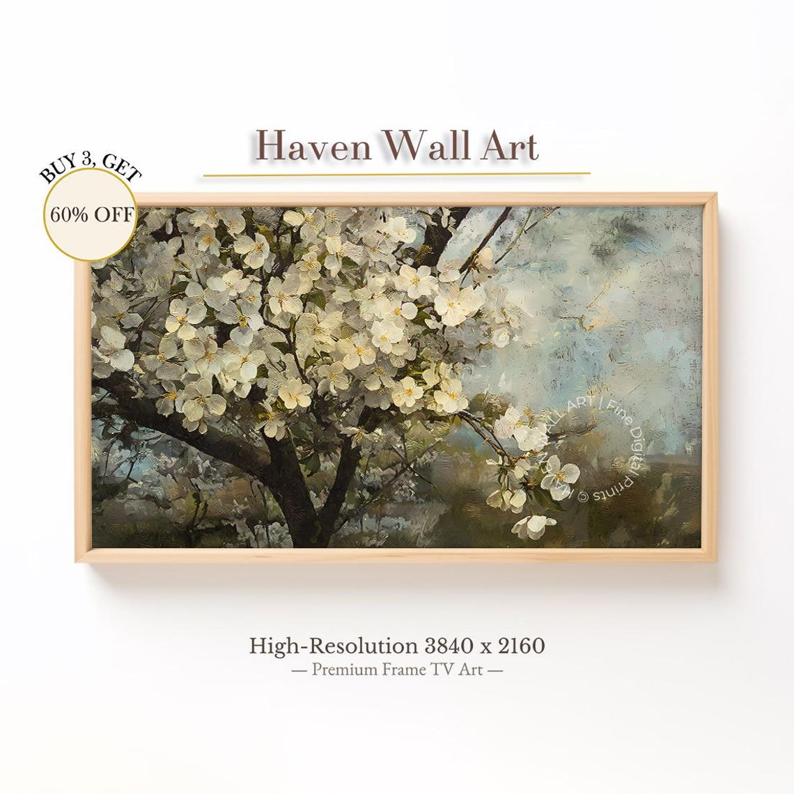 Apple Blossom Branches in Bloom Vintage Botanical Spring Poster