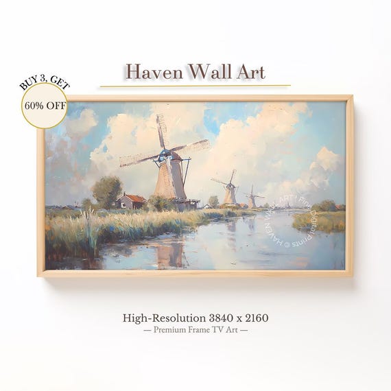 Blue Sky Spring Landscape Frame Tv Art Countryside Pastel Field Samsung Wall Tsl1011