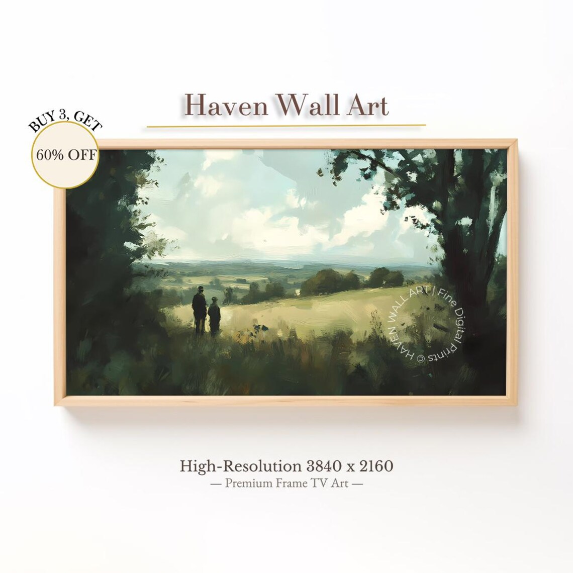 Father And Son Field Vintage Countryside Landscape Art Poster