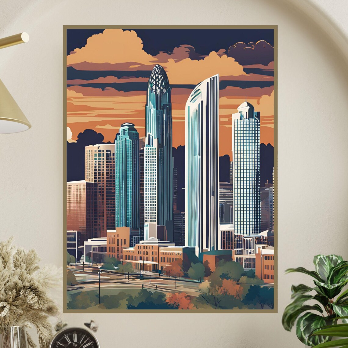 City Skyline Art, Modern Urban Skyscraper Poster