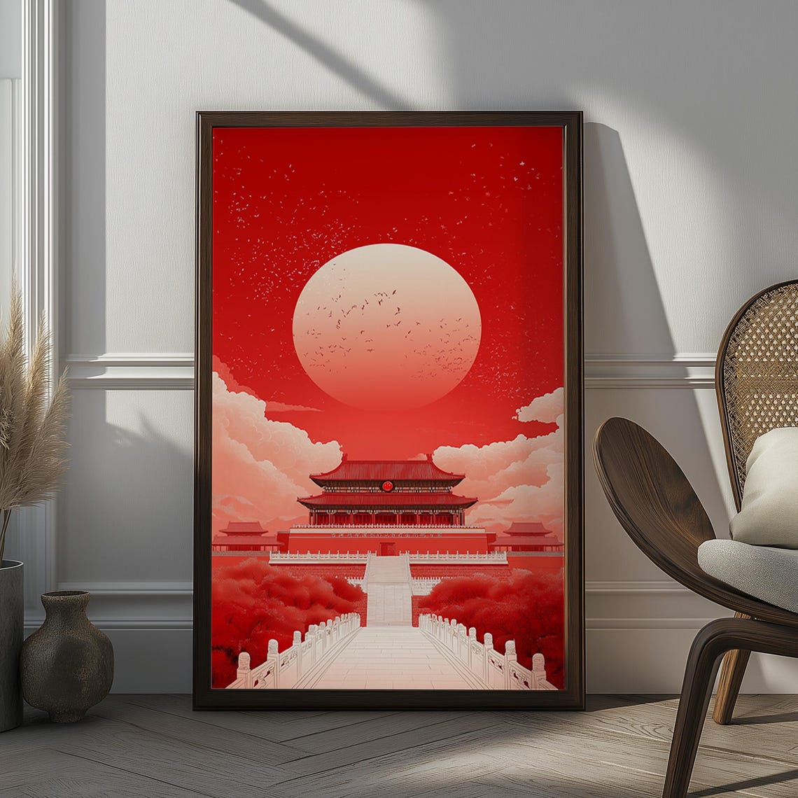 Bold Tiananmen Gate Beijing China Red Sunset Travel Art Poster