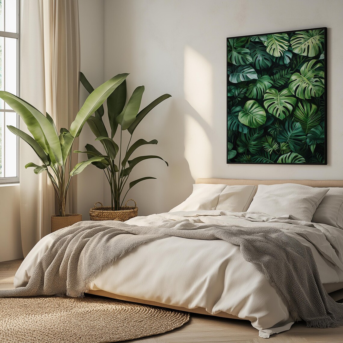 Lush Green Monstera Jungle Leaves Tropical Botanical Art Poster - Image 5