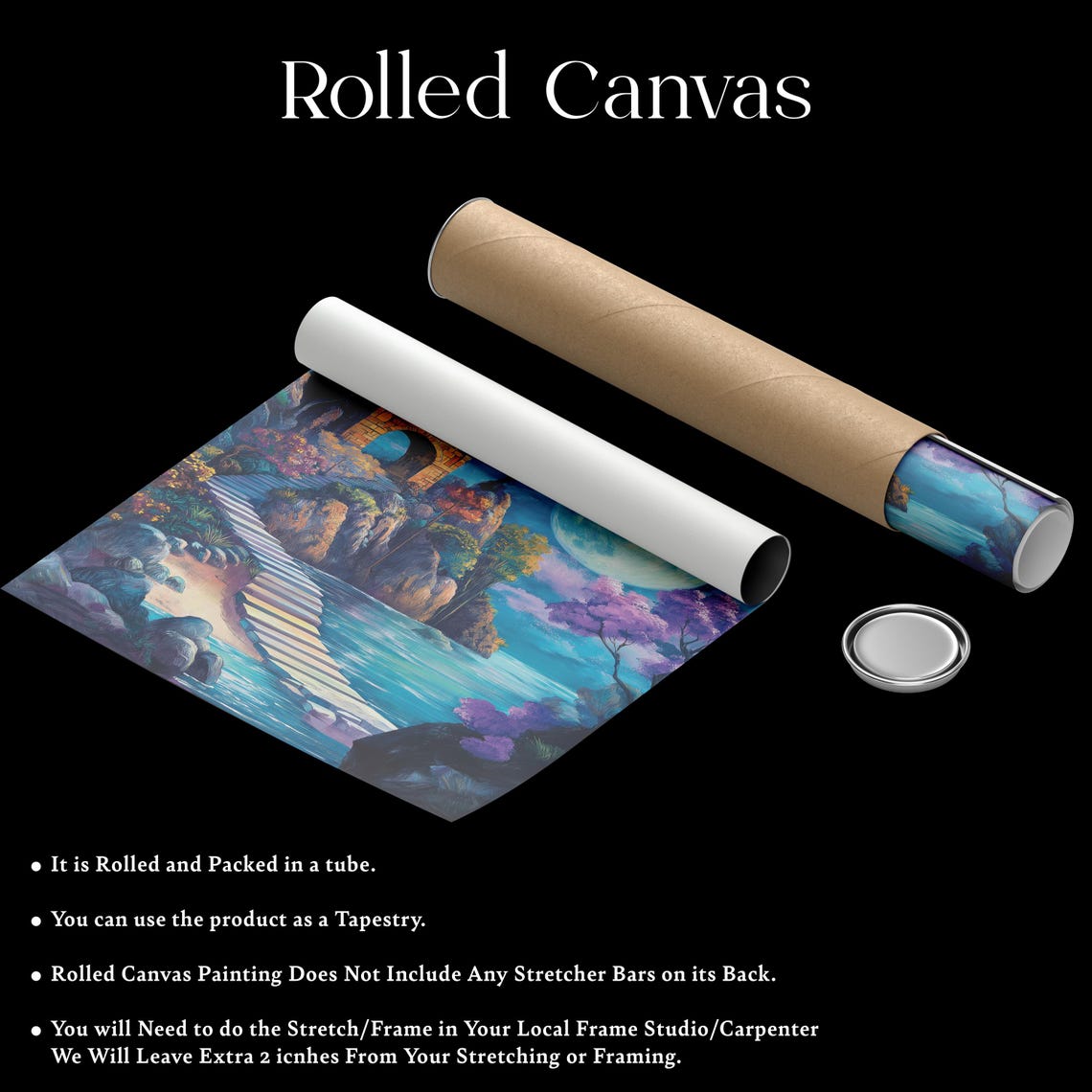 Moonlit Stone Pathway Over Sea Coastal Fantasy Night Scene Poster - Image 2
