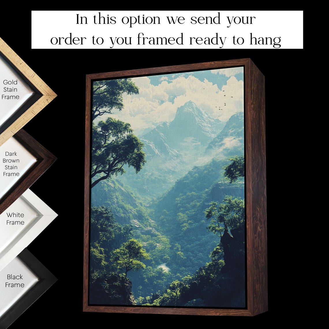 Majestic Green Mountain Forest Valley Landscape Nature Poster - Image 2