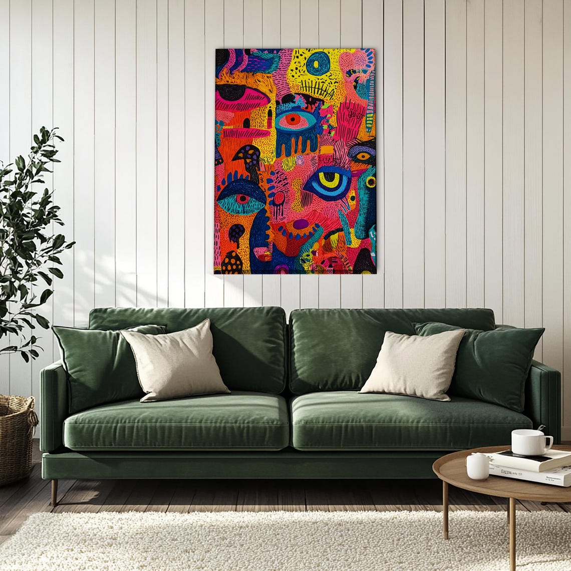 Psychedelic Colorful Trippy Eye Pattern Abstract Modern Boho Wall Art - Image 4
