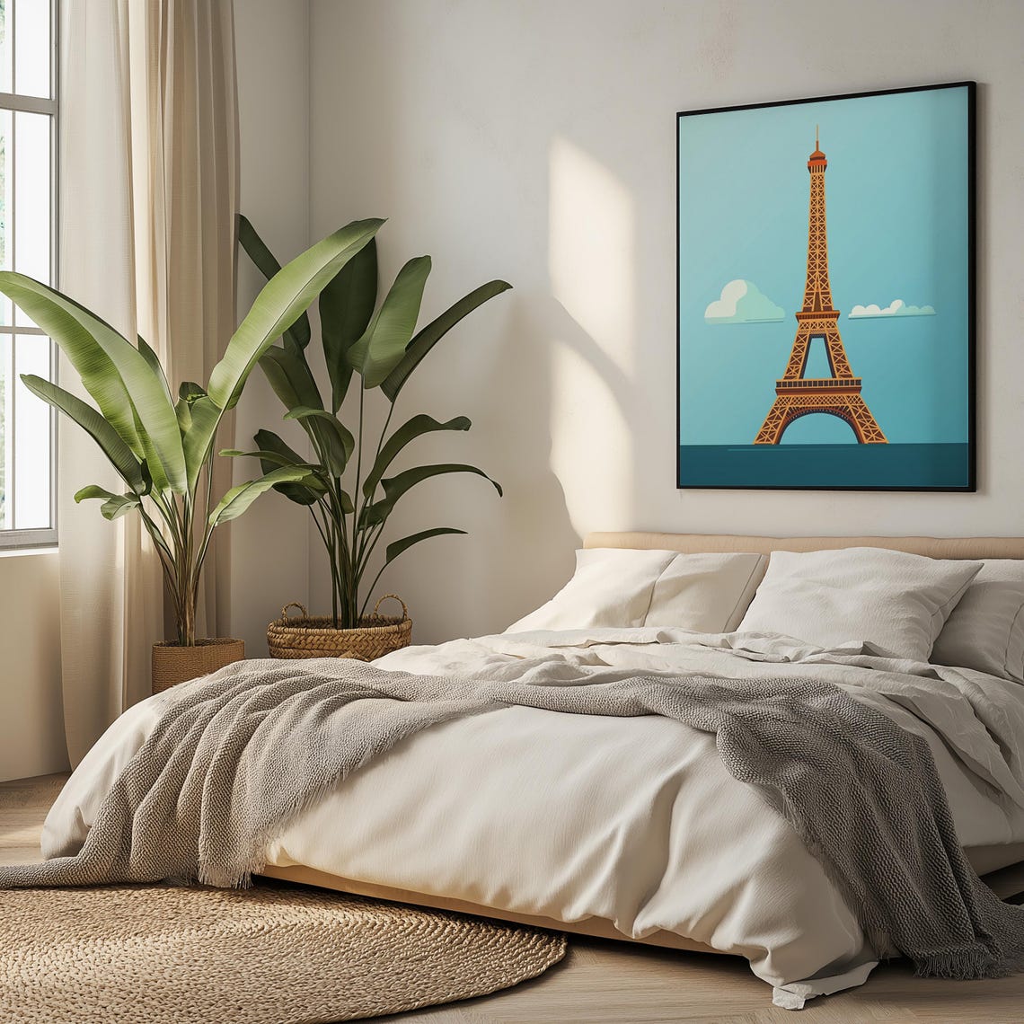 Minimalist Eiffel Tower Blue Paris Travel City Landmark Poster - Image 4