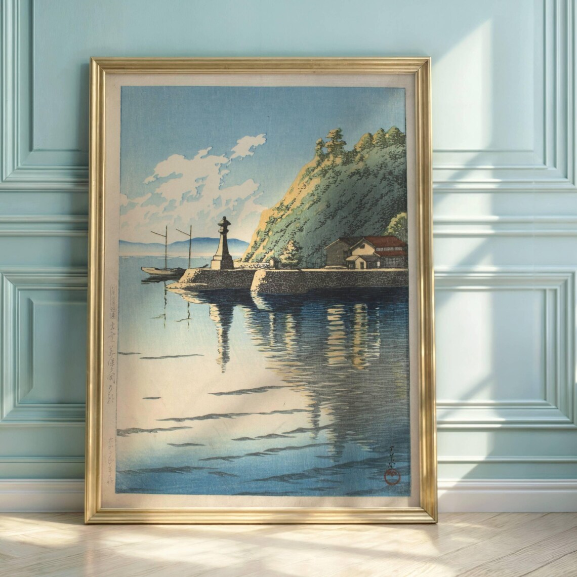 Hasui Kawase Mihogaseki Sunrise Japanese Coastal Woodblock Poster