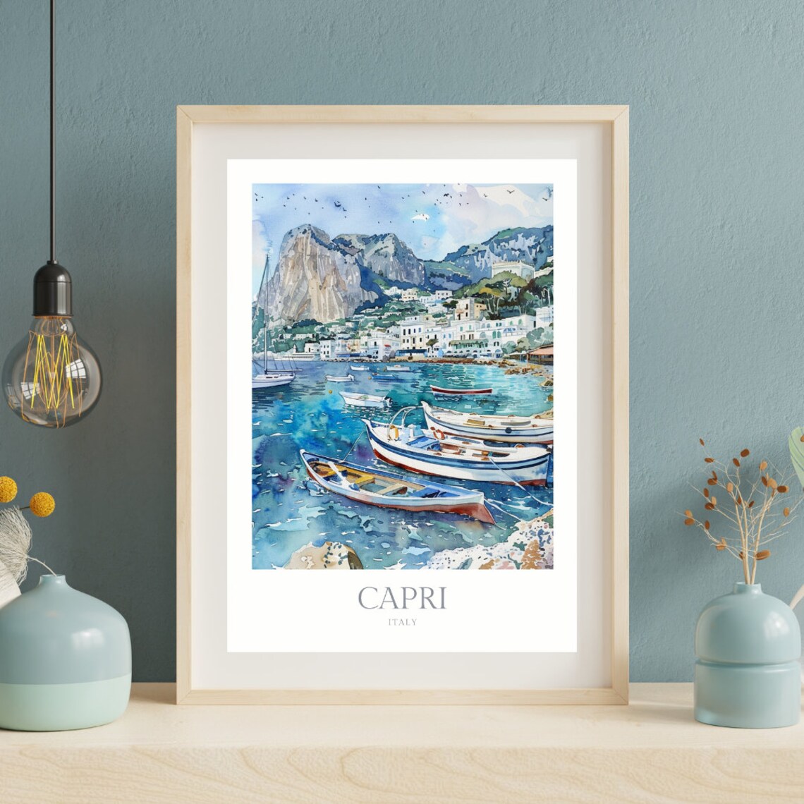 Capri Italy Watercolor Travel Poster, Campania - Image 2