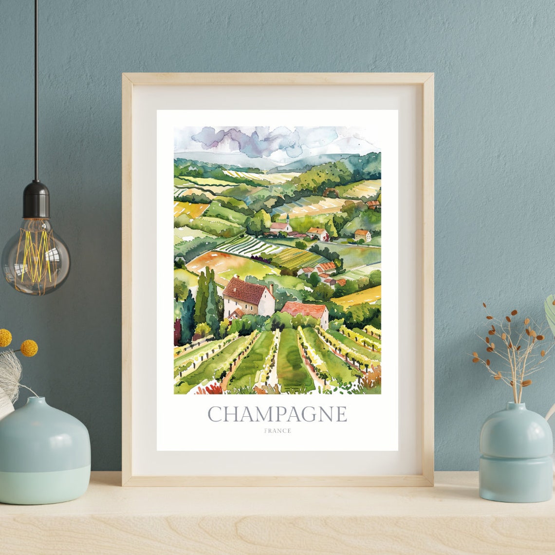 Champagne Region France Watercolor Poster Champagne Wall Art Home Decor France Print Champagne Wall Art - Image 2