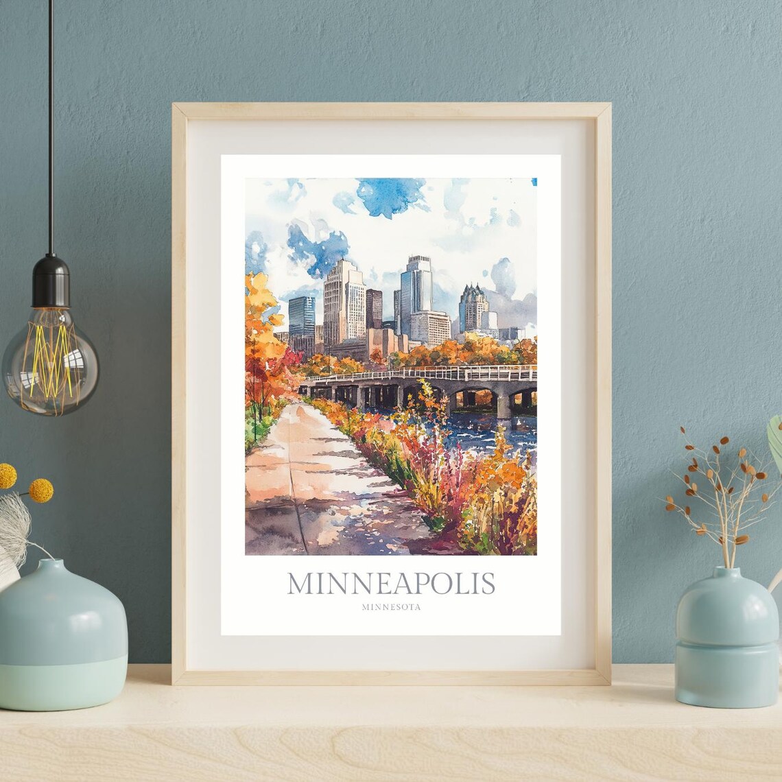 Minneapolis Minnesota Watercolor Travel Poster - Image 2