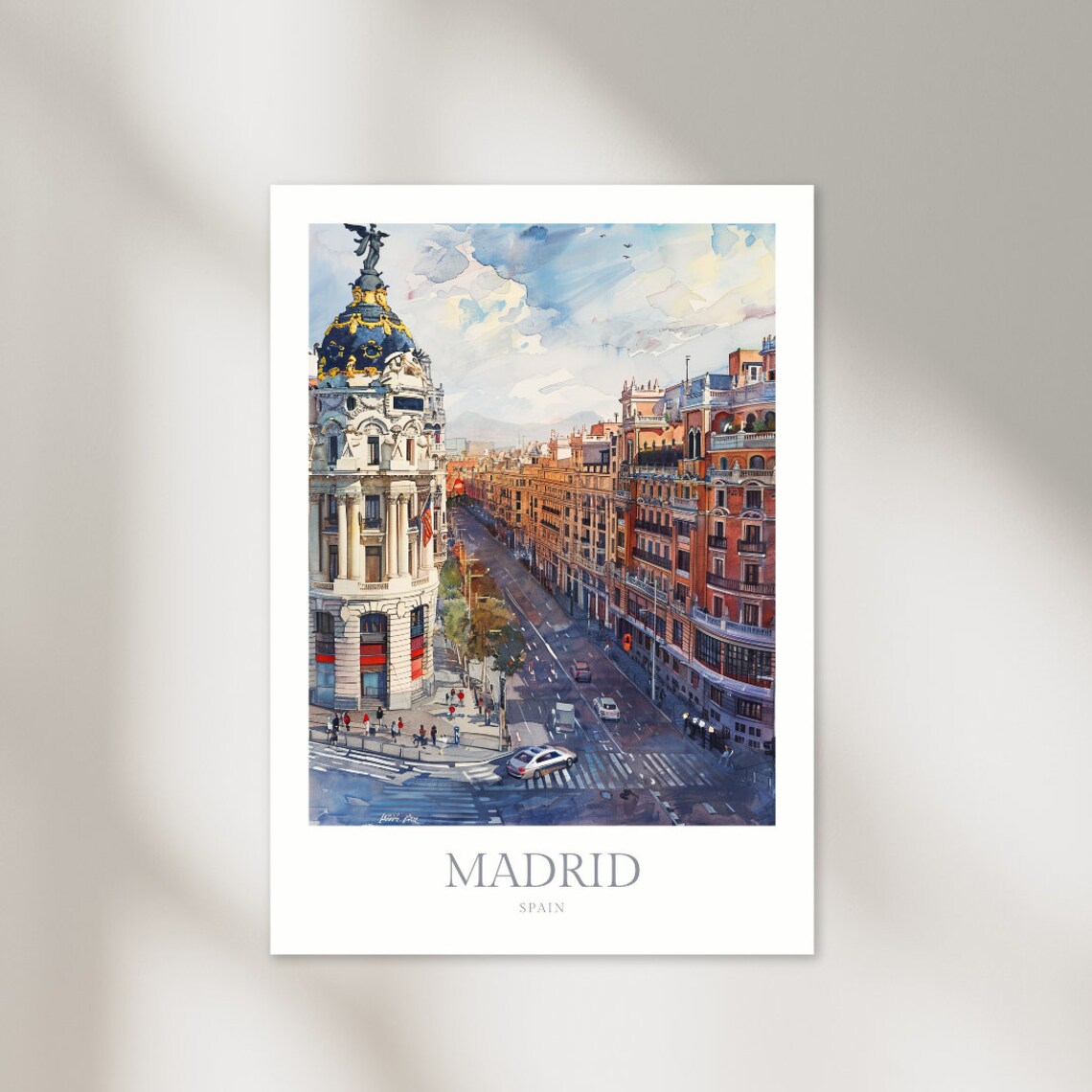 Madrid Spain Watercolor Poster, Travel Poster