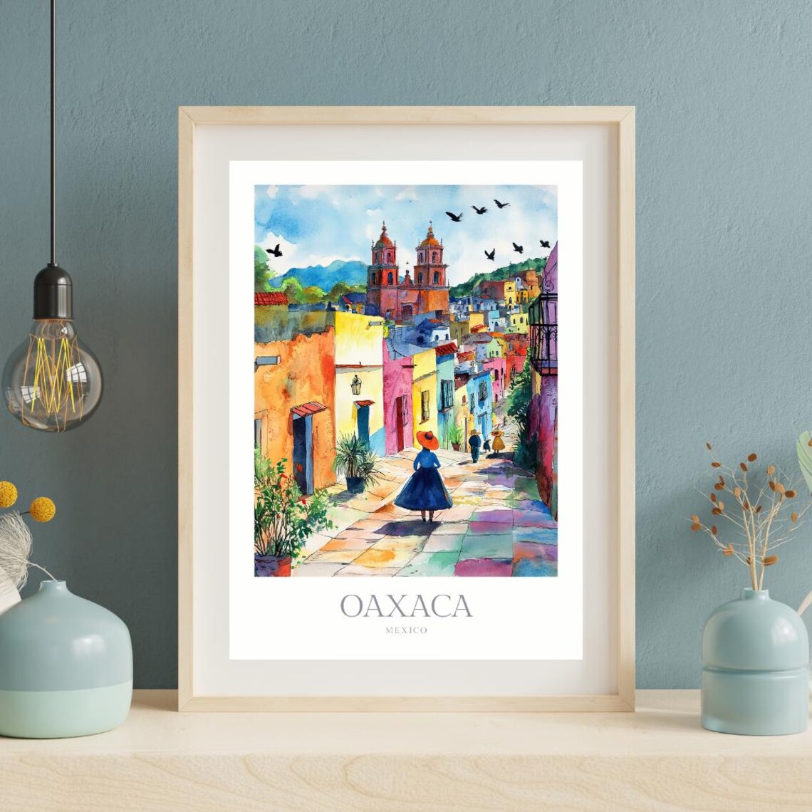 Oaxaca Mexico Watercolor Travel Poster, Wall Art Print - Image 2