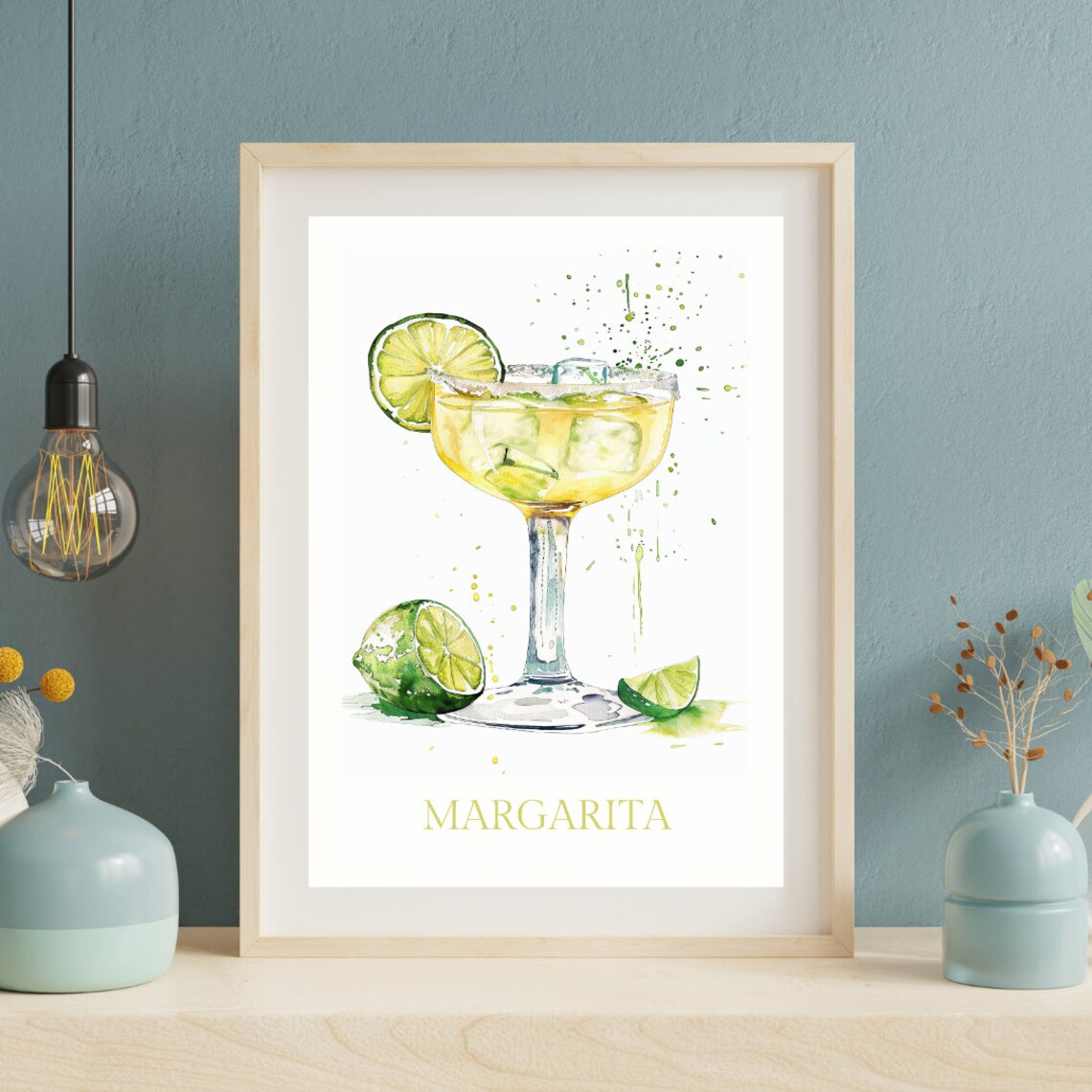 Margarita Watercolor Lime Cocktail Citrus Splash Bar Art Print - Image 2
