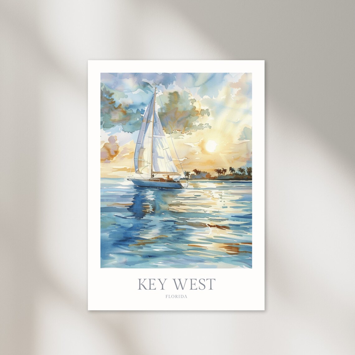 Key West Florida Watercolor Travel Poster
