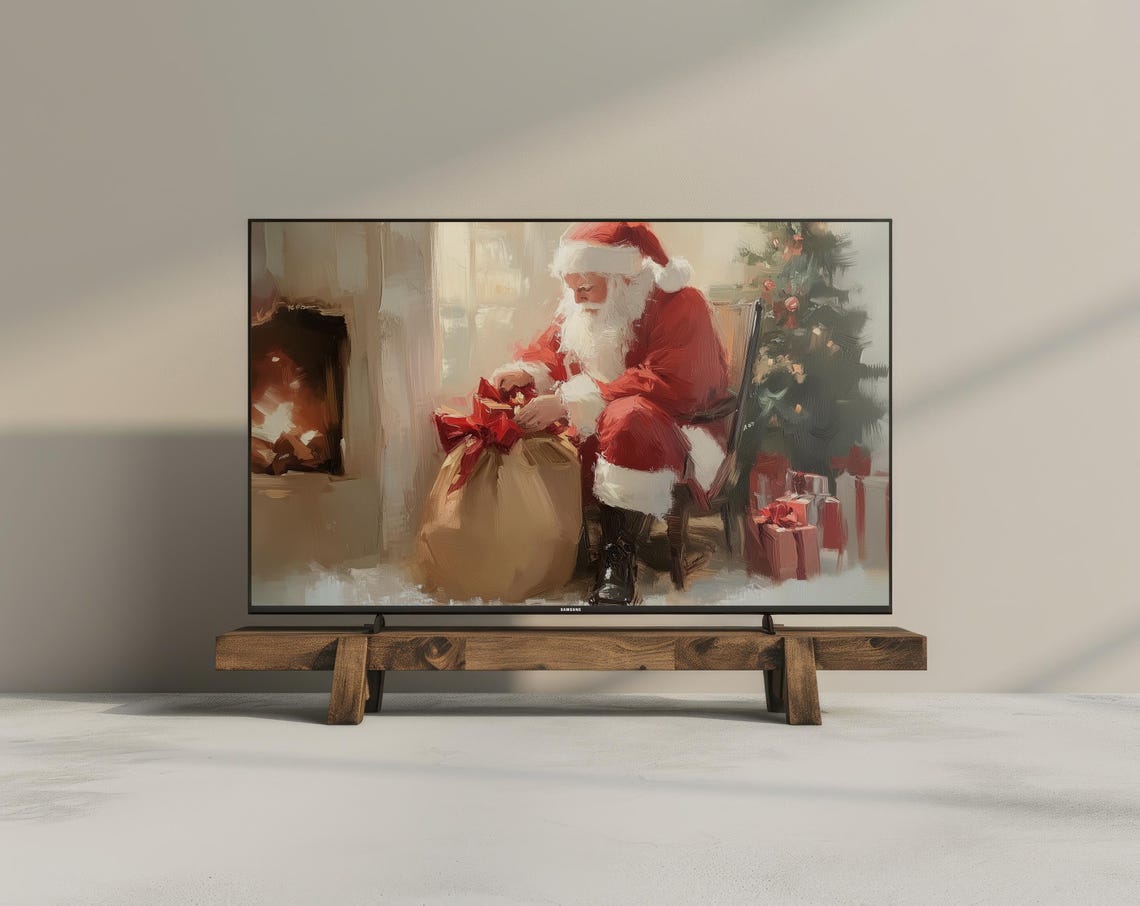 Frame Tv Art Santa Christmas Painting For Frame Tv Art Vintage Christmas Frame Tv Art Oil Painting Frame Tv Art Santa Claus Frame Tv