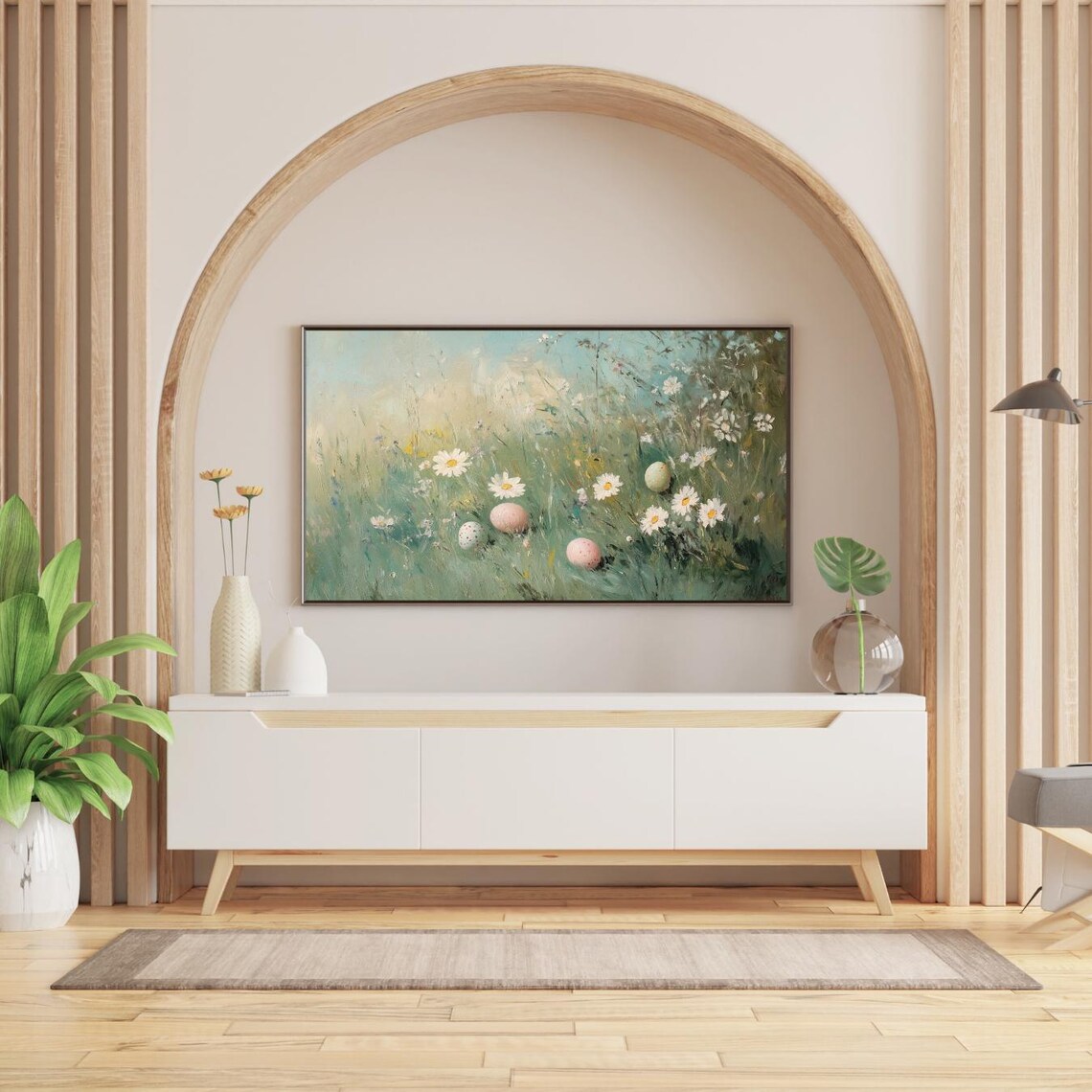 Easter Frame Tv Art Neutral Oil Painting Moody Easter Decor Easter Egg Spring Frame Tv Art Antique Vintage Decor - Image 2