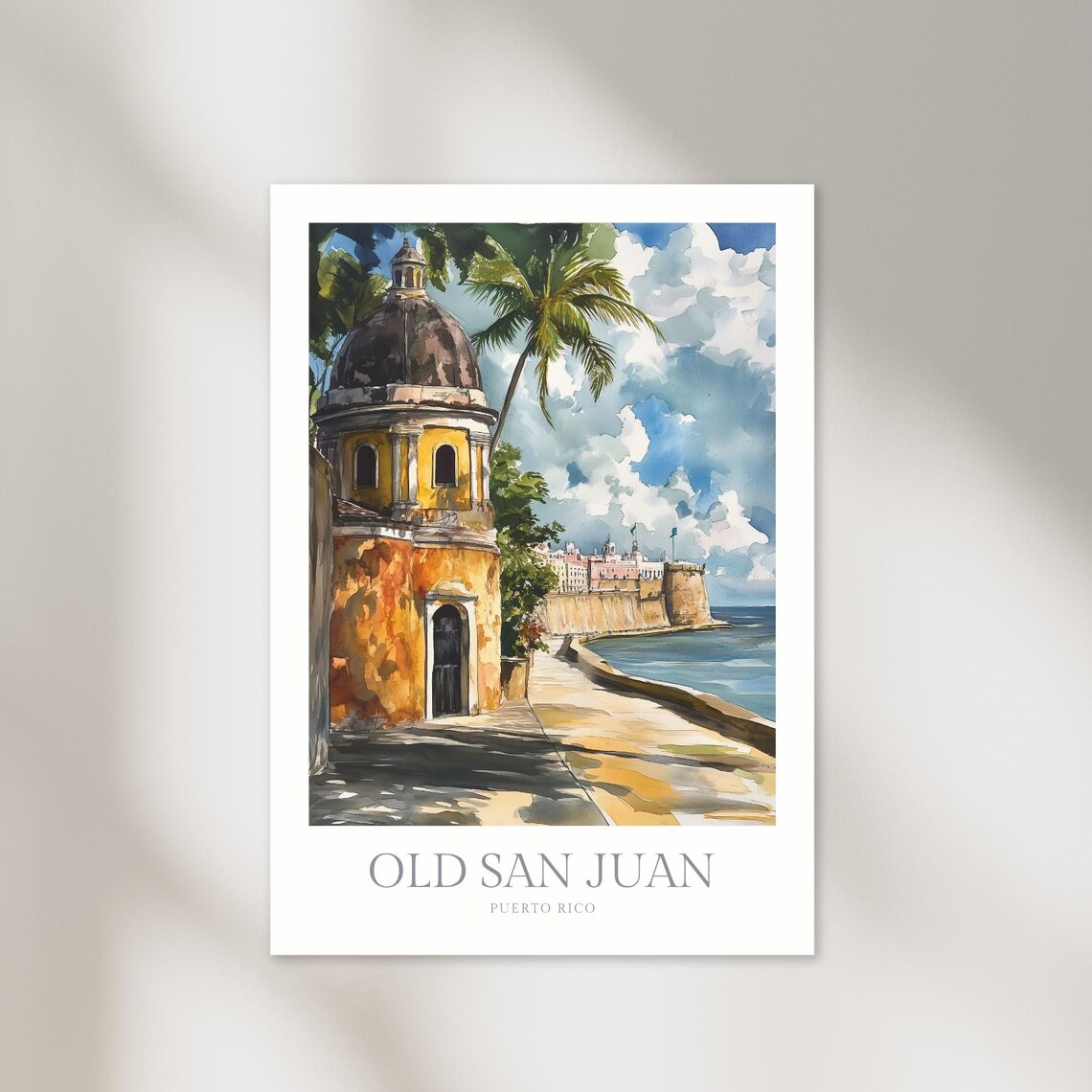 Old San Juan Watercolor Travel Poster Print