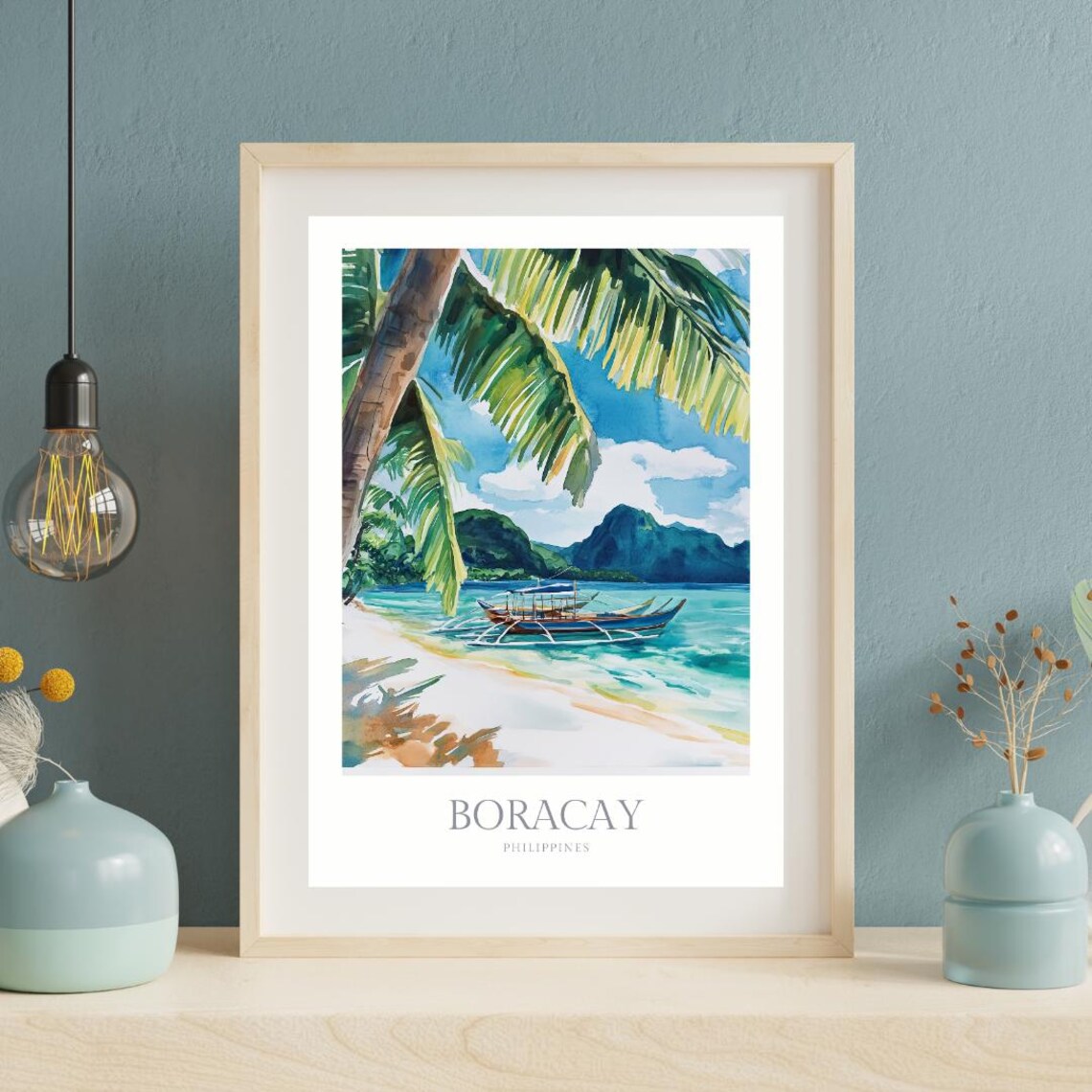 Boracay Philippines Watercolor Travel Poster Art Print - Image 3