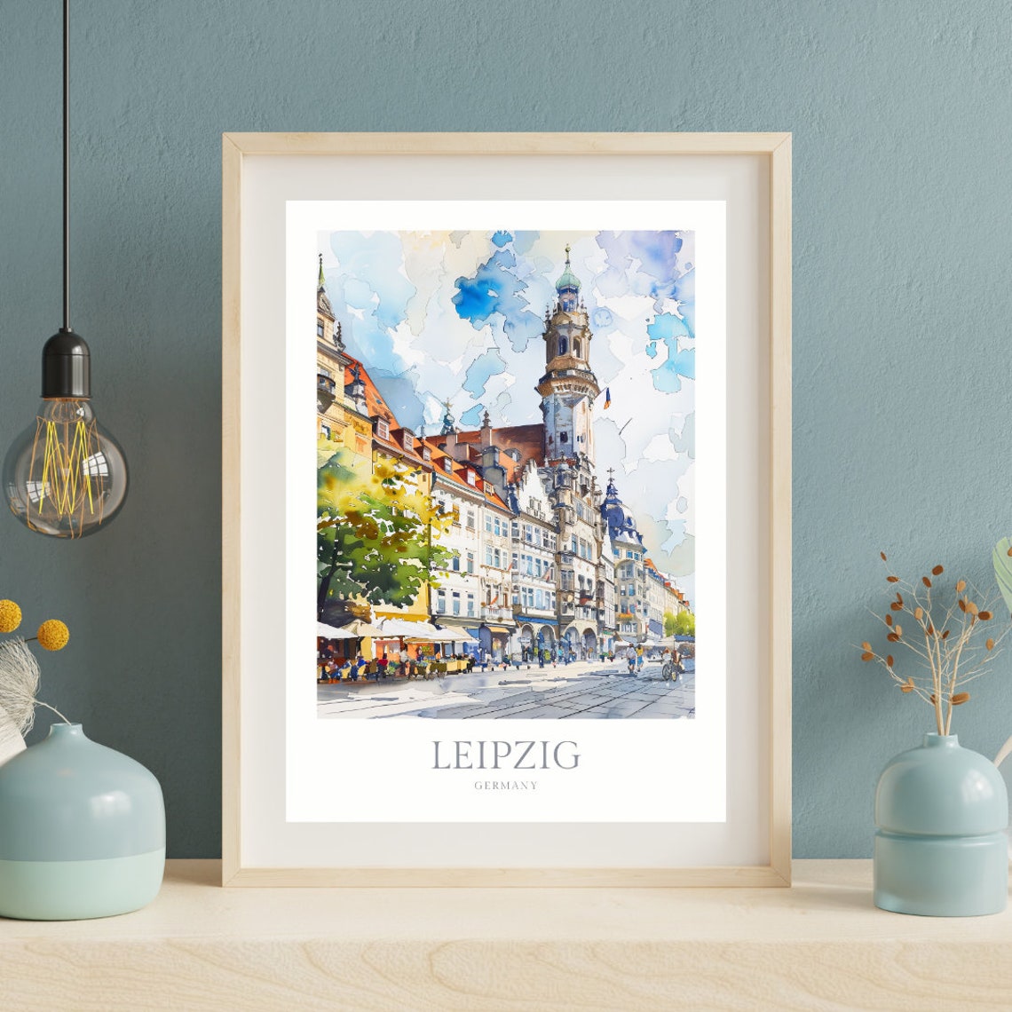Leipzig Germany Old Town Watercolor European Street Scene Poster - Image 2