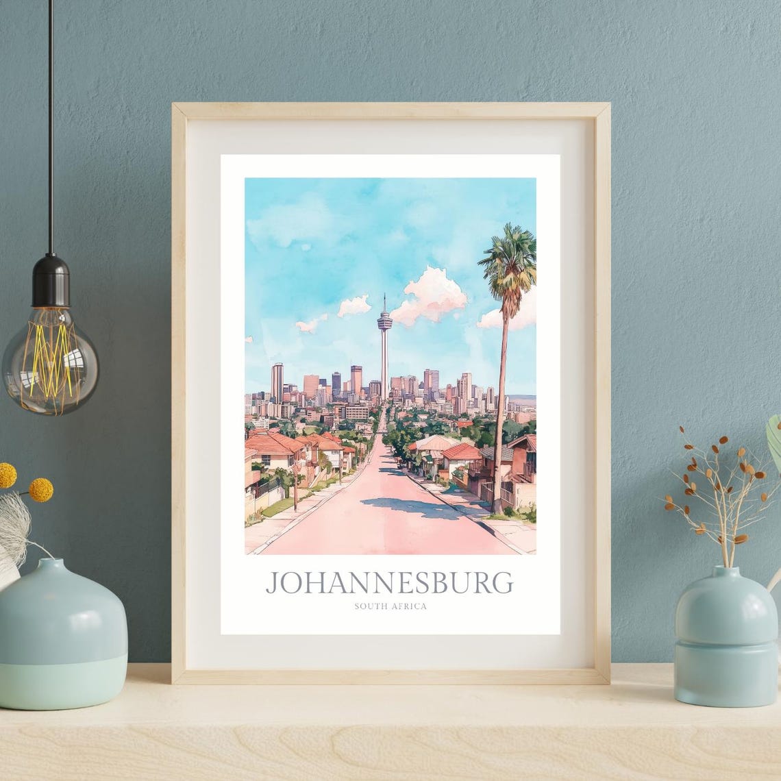 Johannesburg Print South Africa Watercolor Poster Wall Art Home Decor Johannesburg Poster Johannesburg Travel Art Print - Image 2