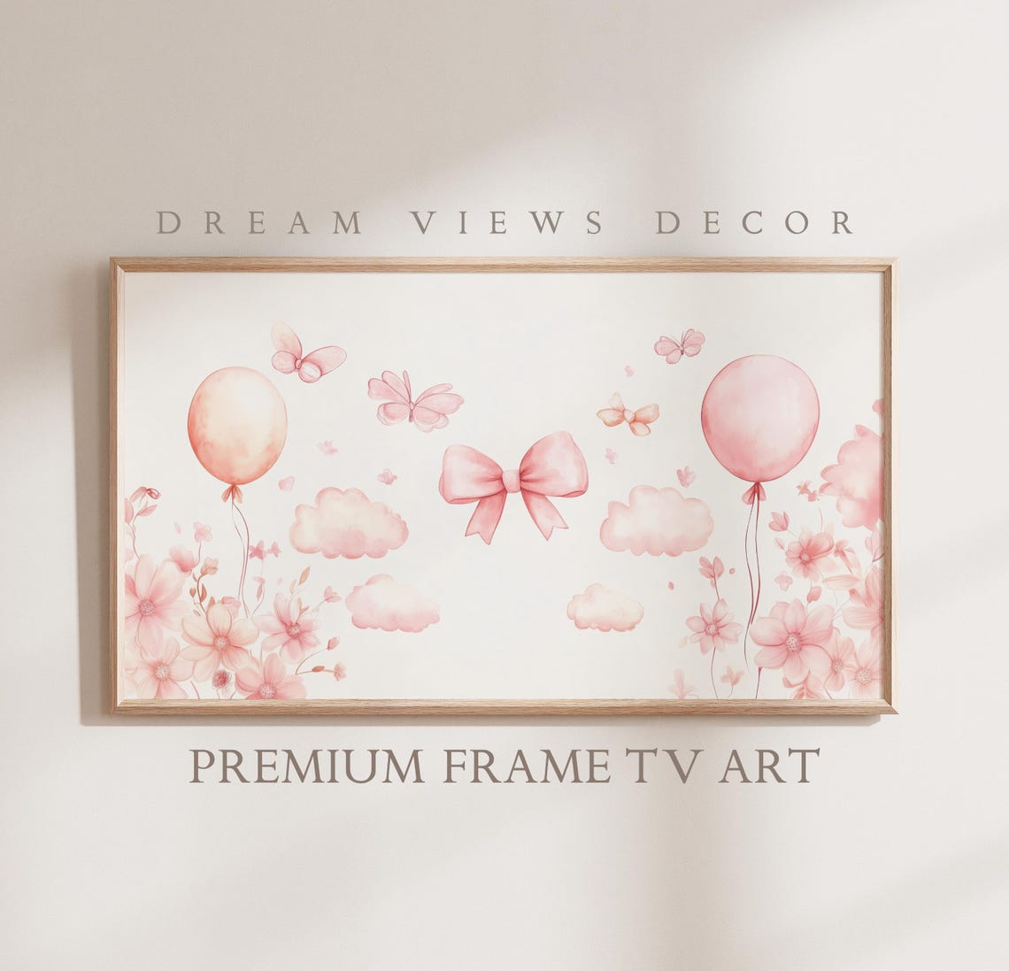 Frame Tv Art For Frame Tv Baby Shower Gender Reveal Frame Tv Art Pink Bow Art For Tv Neutral Watercolor Frame Tv Art Baby Girl