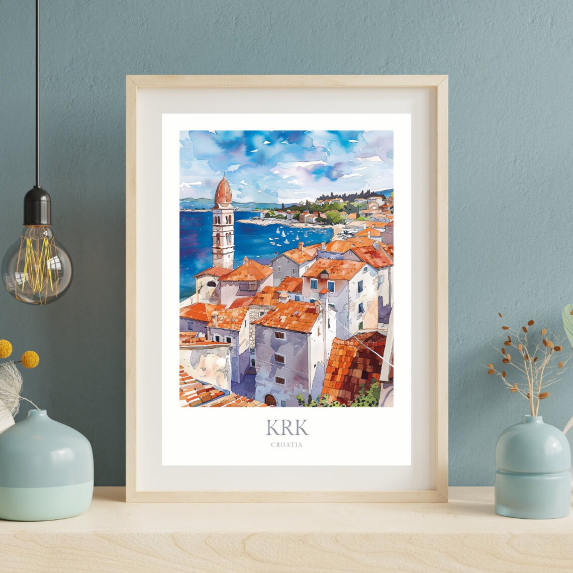 Krk Croatia Watercolor Travel Poster, Island Print - Image 2