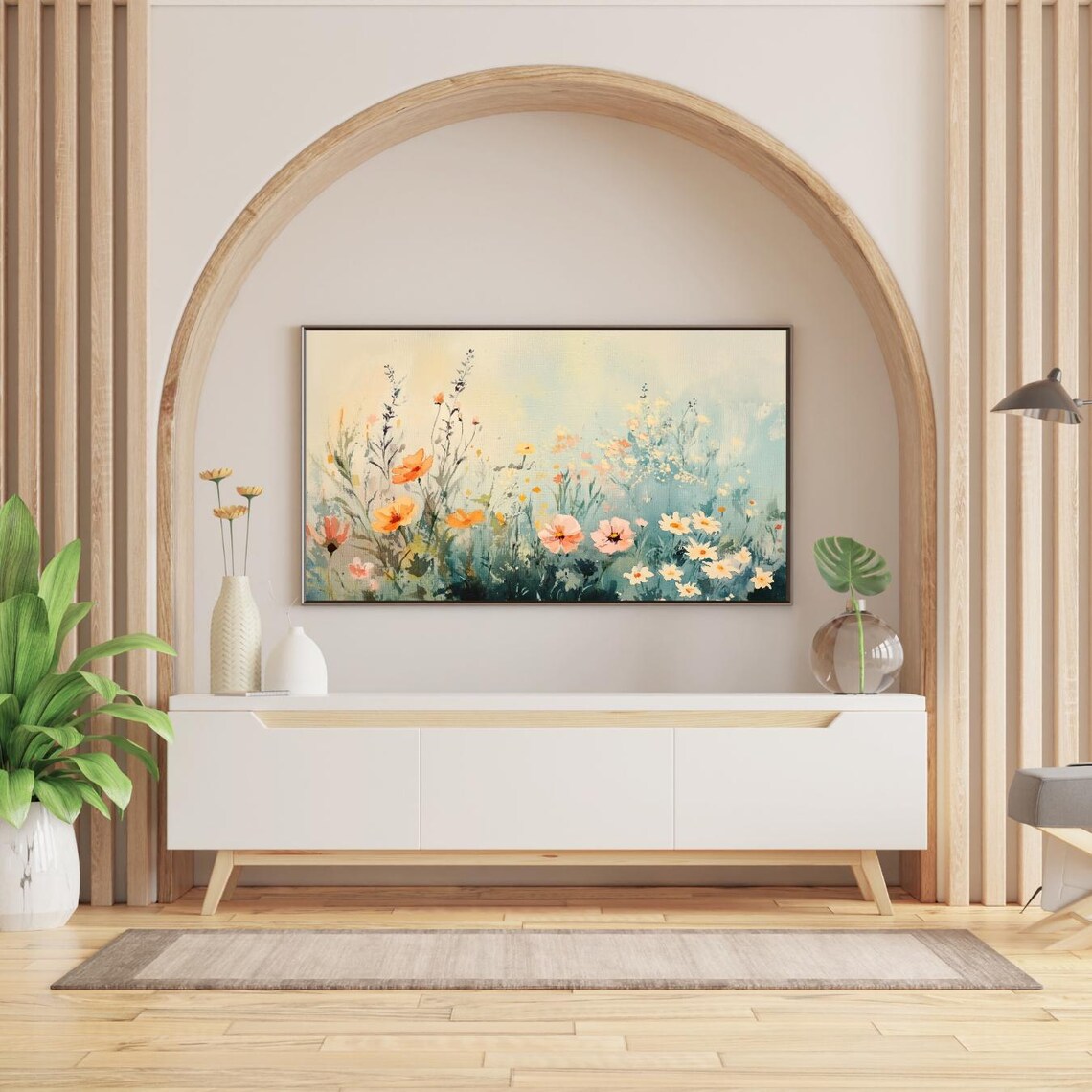 Watercolor Wildflower Meadow Poppies Daisies Soft Spring Floral Art Print - Image 2