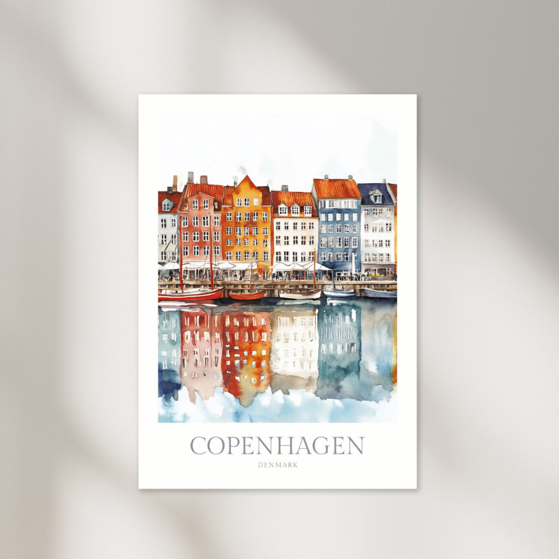 Copenhagen Denmark Watercolor Poster, Travel Poster