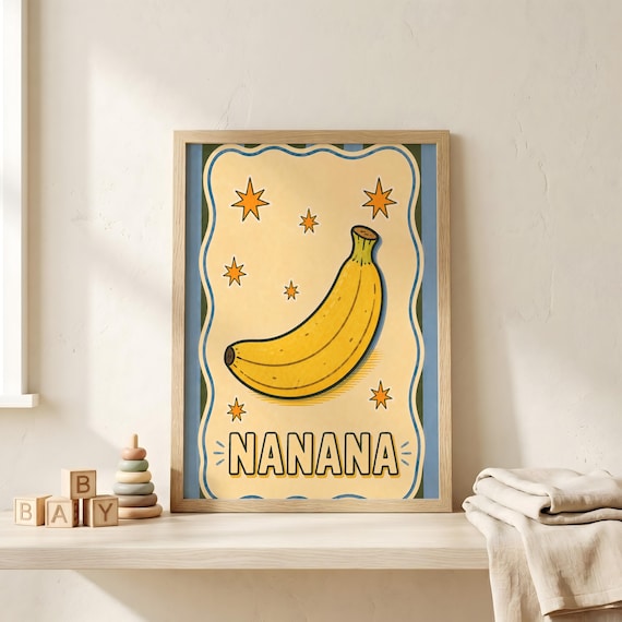 Nanana Banana Retro Stars Cute Nursery Print for a Toddler Bedroom