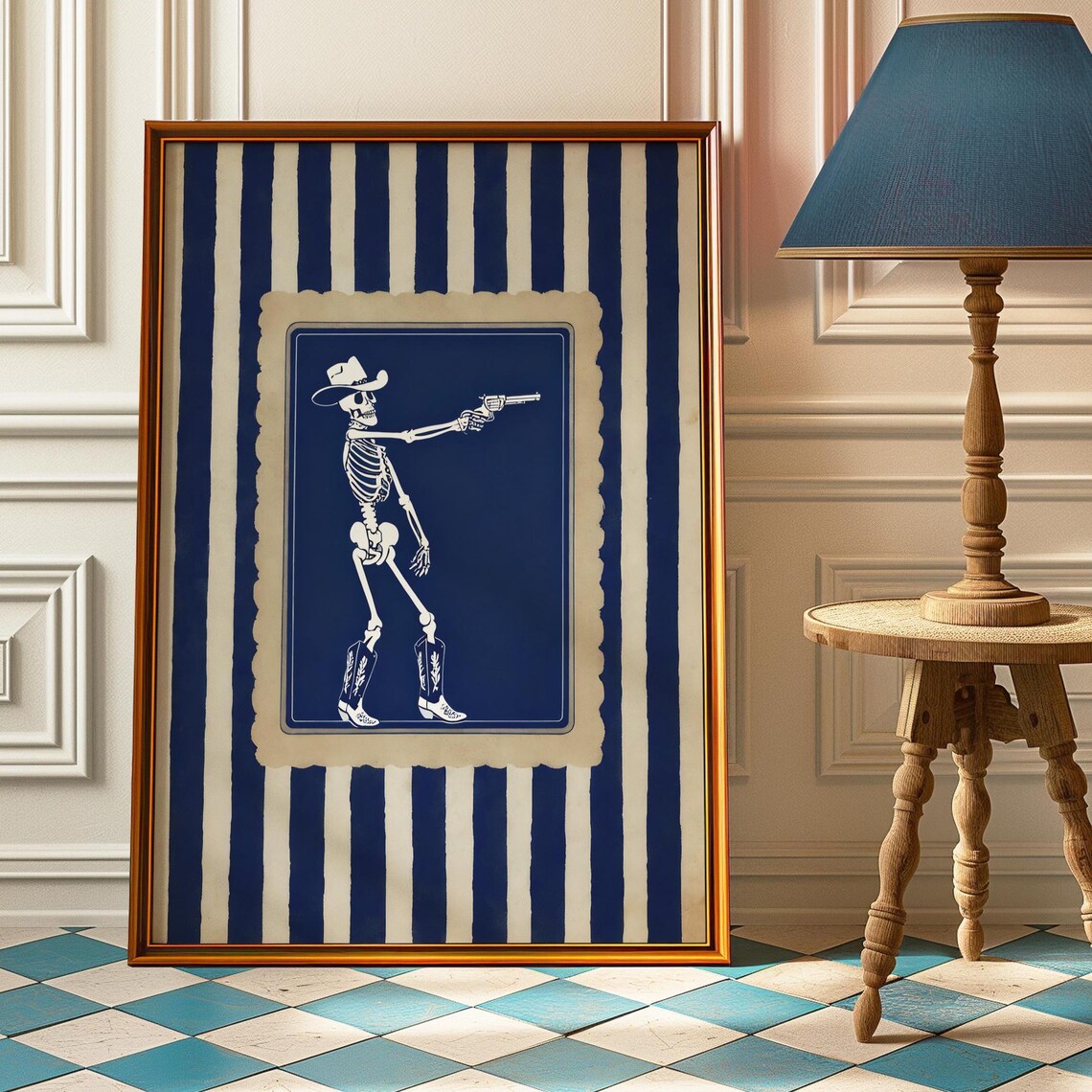 Vintage Cowboy Skeleton, Retro Western Decor
