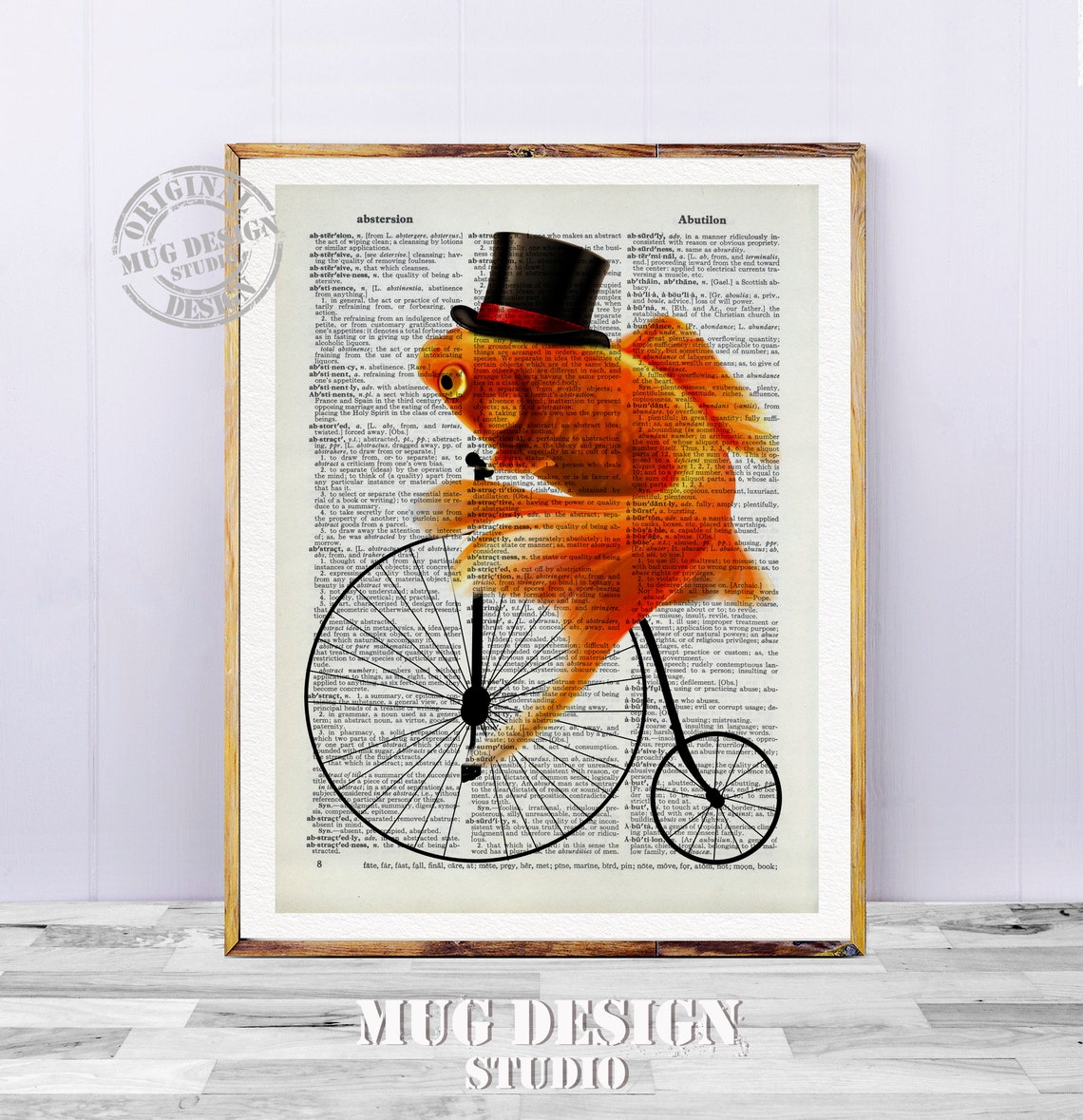 Goldfish Riding Bike Dictionary Art Print - Image 3