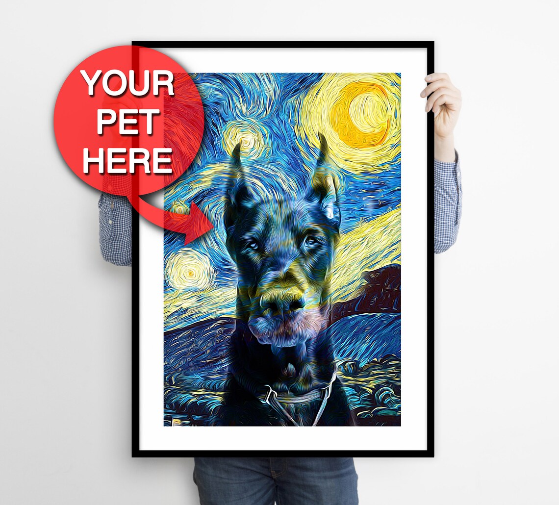Custom Pet Portrait, Starry Night Style - Image 2