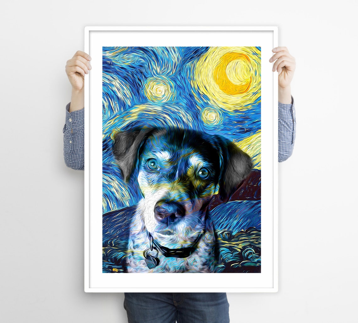 Starry Night Pet Portrait, Van Gogh-Inspired Gift - Image 2