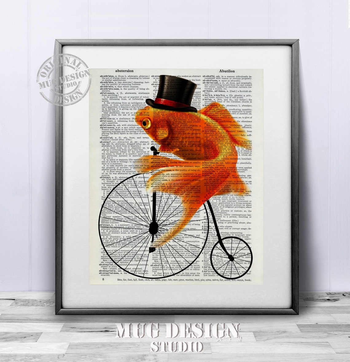 Goldfish Riding Bike Dictionary Art Print - Image 2