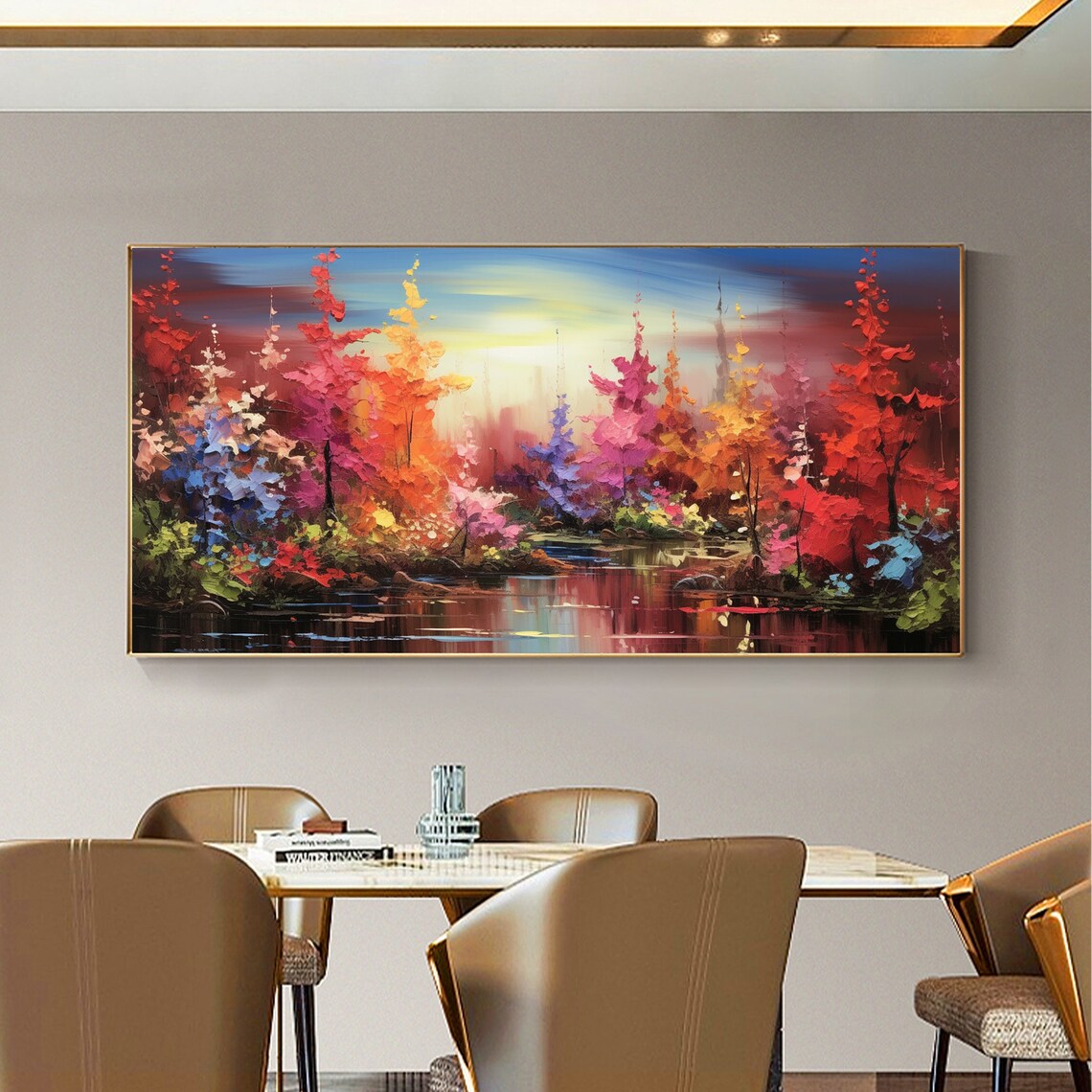 Original Forest Oil Painting On Large Wall Art Abstract Colorful Tree Painting Nature Landscape Art Custom Painting Bedroom Decor - Image 5