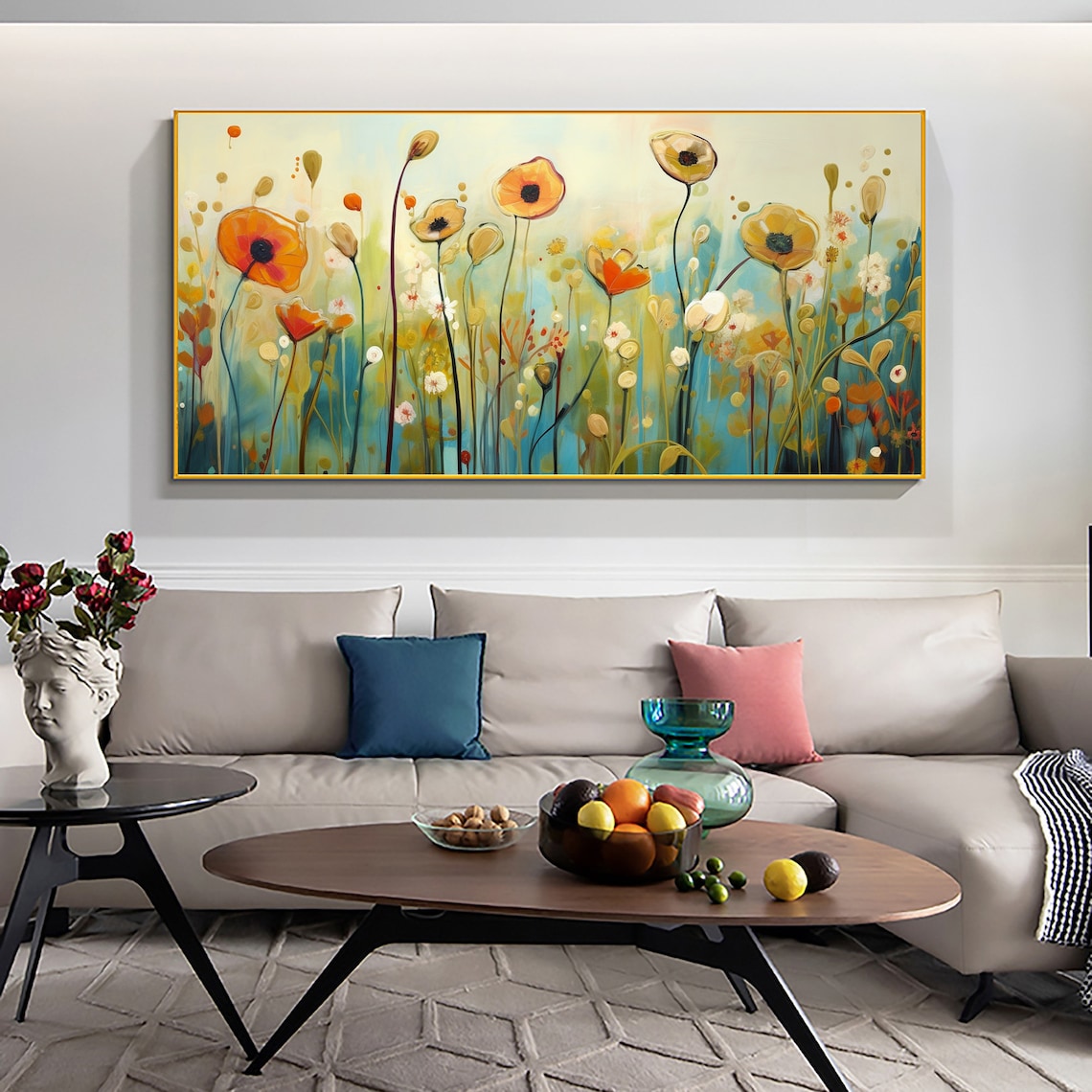 Custom Poppy Flower Oil Painting Art Print, Abstract Floral - Image 2