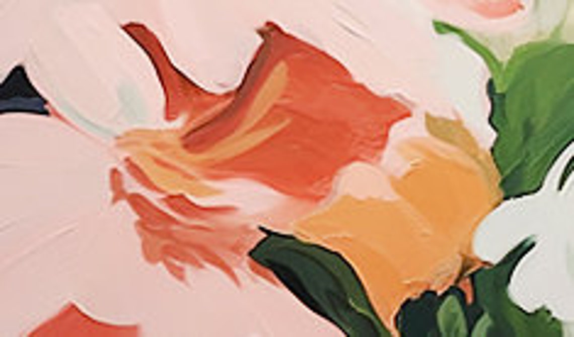 Soft Pink Blossoms Vertical Abstract Floral Oil Painting Poster - Image 6